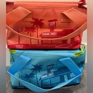 Trader Joe’s Set of 2 Mini Insulated Peach & Blue coolers.
